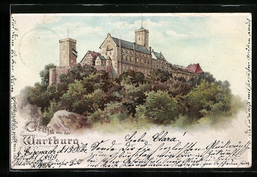 Litografia wartburg veduta - litografia,